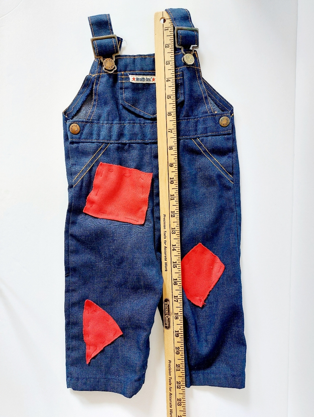 Vintage Denim Overalls with Patches Health-Tex 12m Autumn‎ Scarecrow Farm - Picture 7 of 7